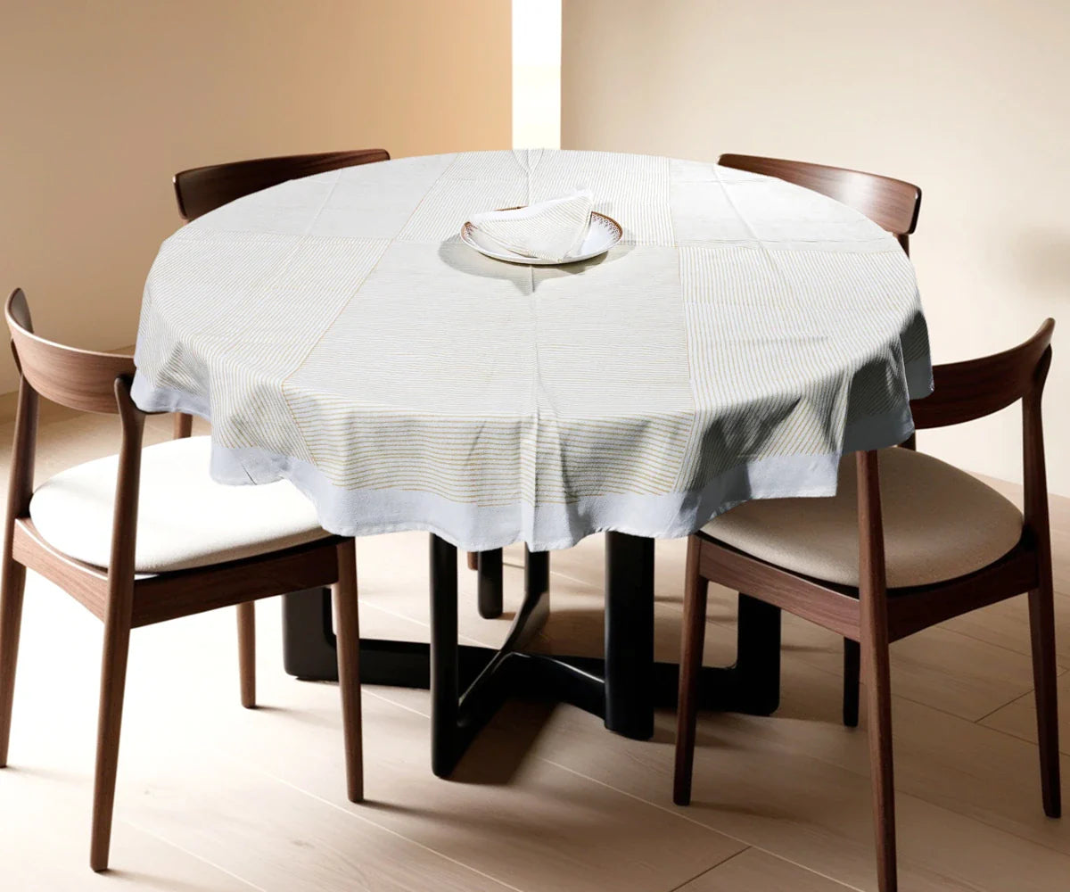 Beige Printed Round Tablecloth