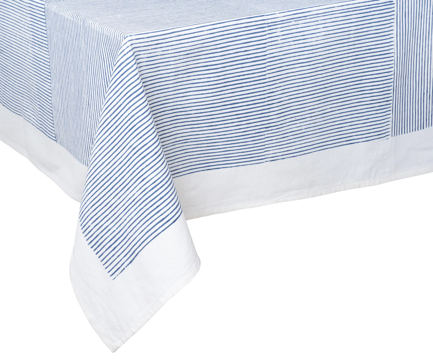 Blue Block Print Tablecloth