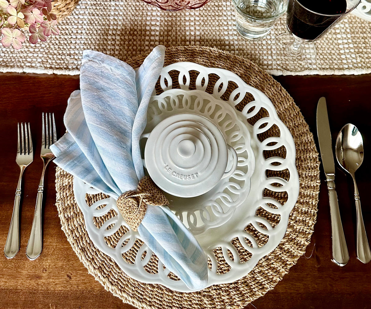 Light Blue Ticking Stripe Napkins