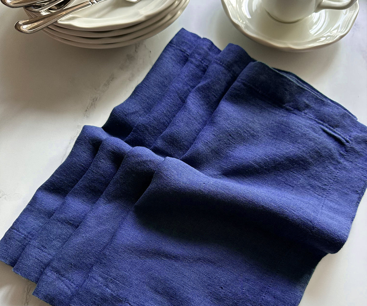 Dark Blue Linen Napkins