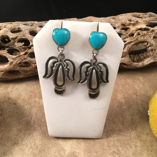 Navajo Sterling Silver Turquoise Dangle Earrings