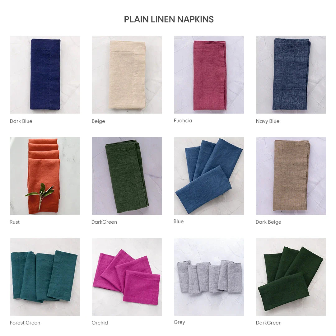 Plain Linen Napkins - Set of 4