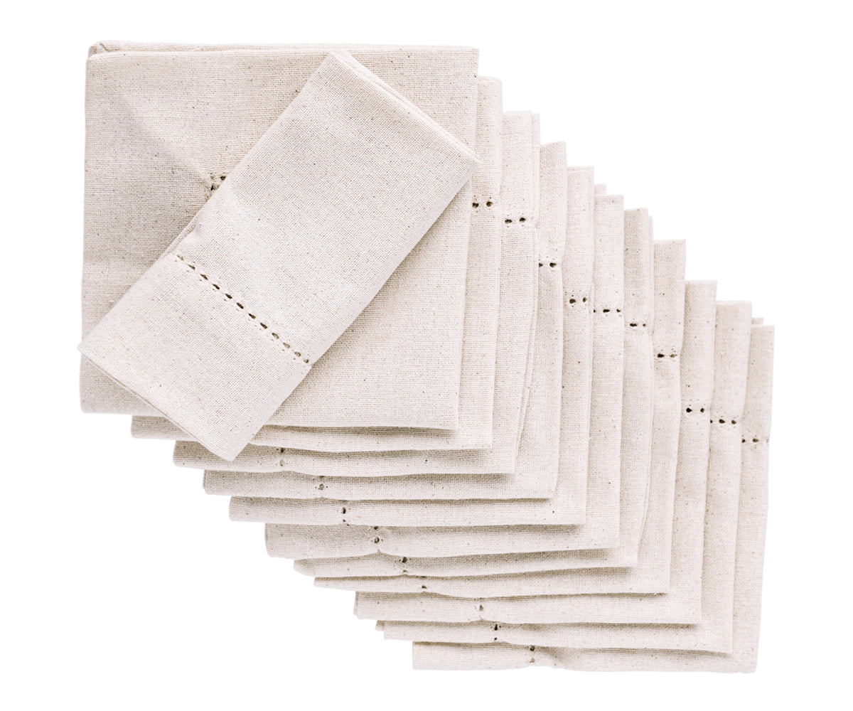 Natural Cotton Cocktail Napkins - 10 Inch