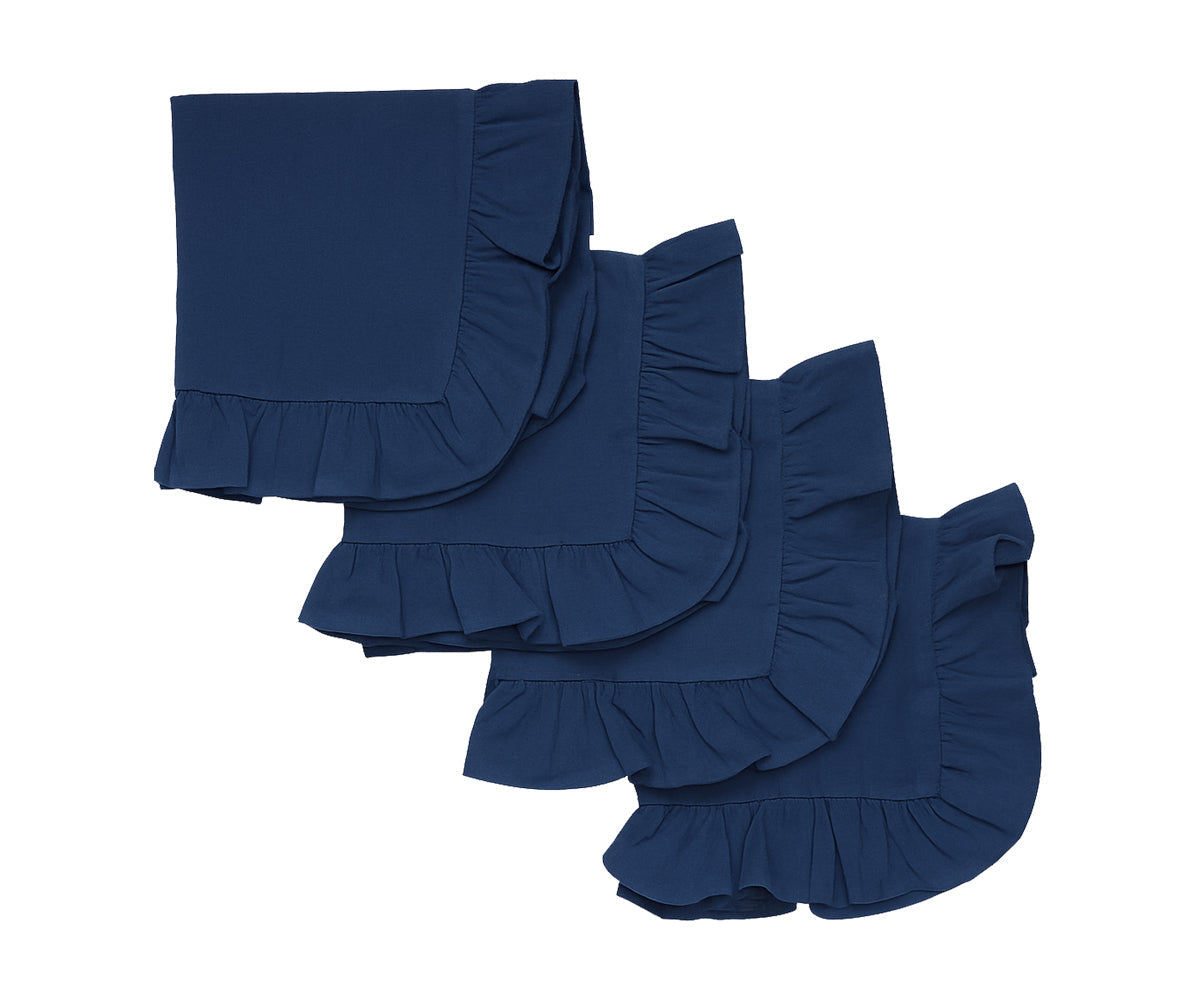 Navy Blue Fabric Napkins - Ruffled