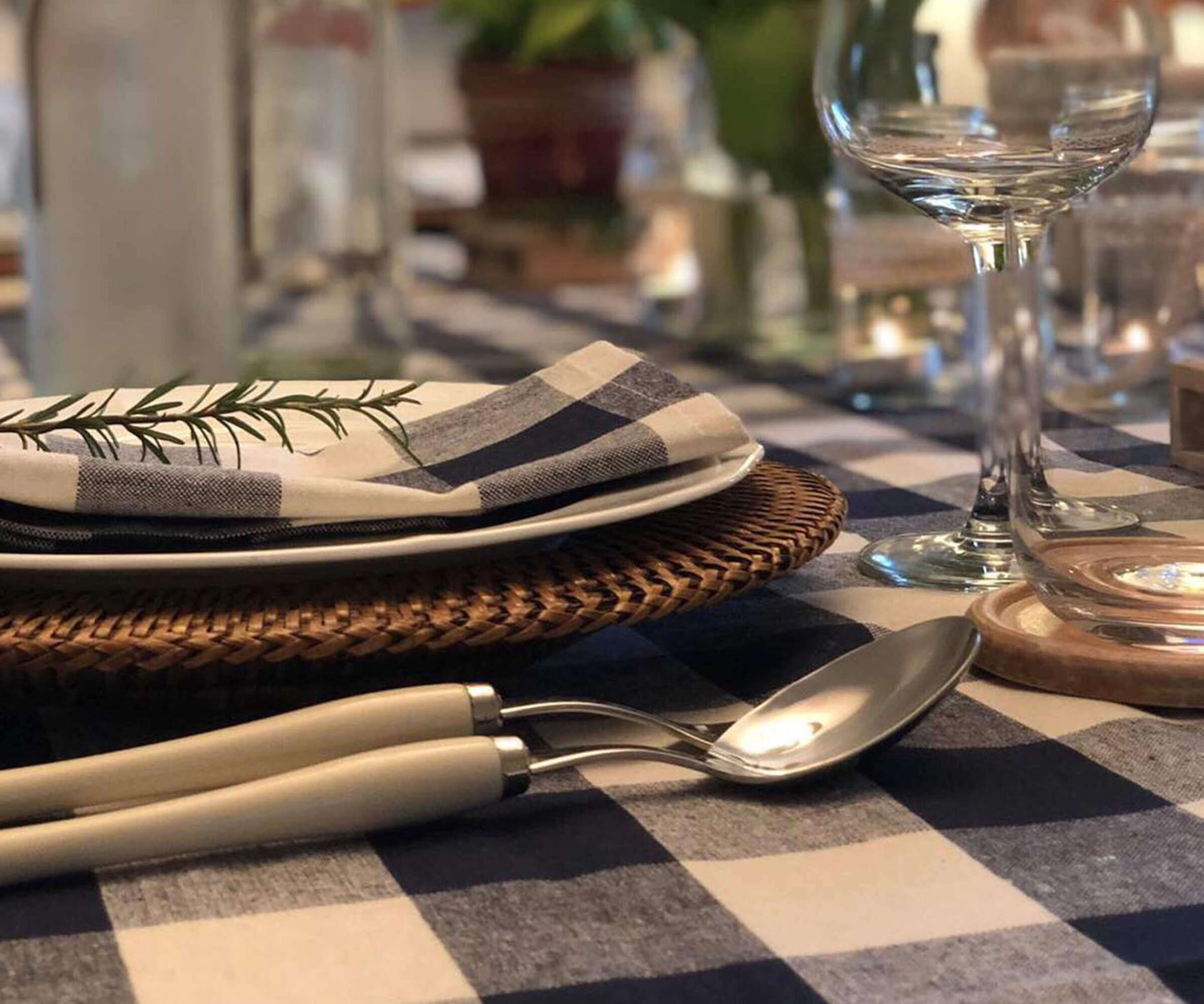 Navy Blue Plaid Napkins