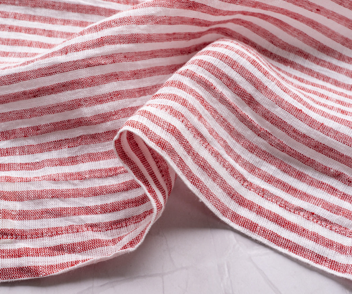 Red Pinstripe Linen Napkins - Set of 4, 8 & More