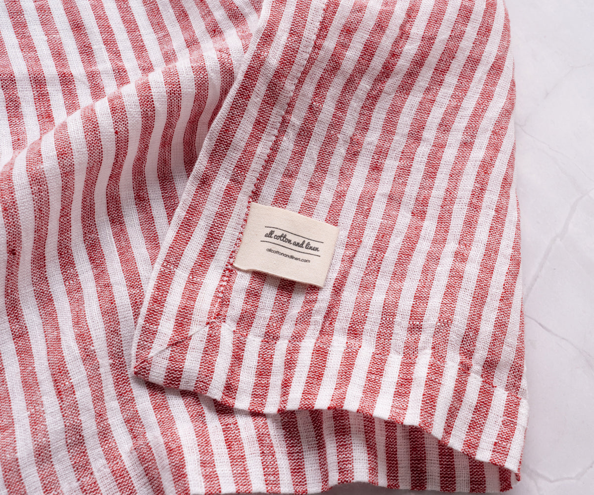 Red Pinstripe Linen Napkins - Set of 4, 8 & More
