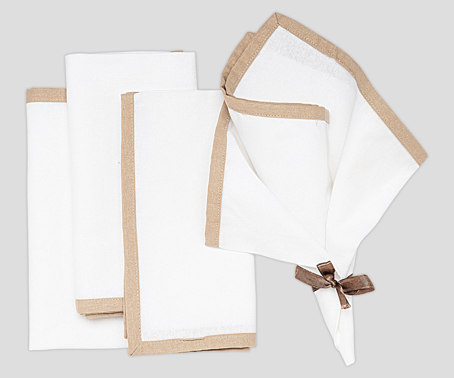Cotton Dinner Napkins Set of 4 – Piping Trim