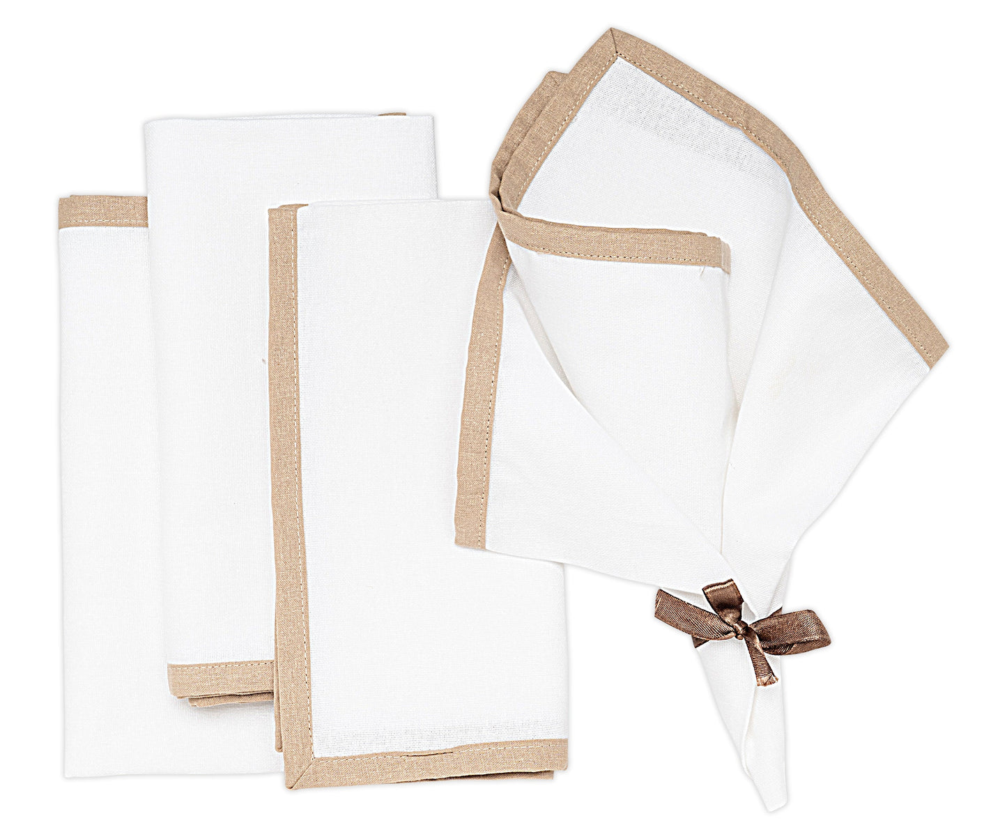 Cotton Dinner Napkins Set of 4 – Piping Trim