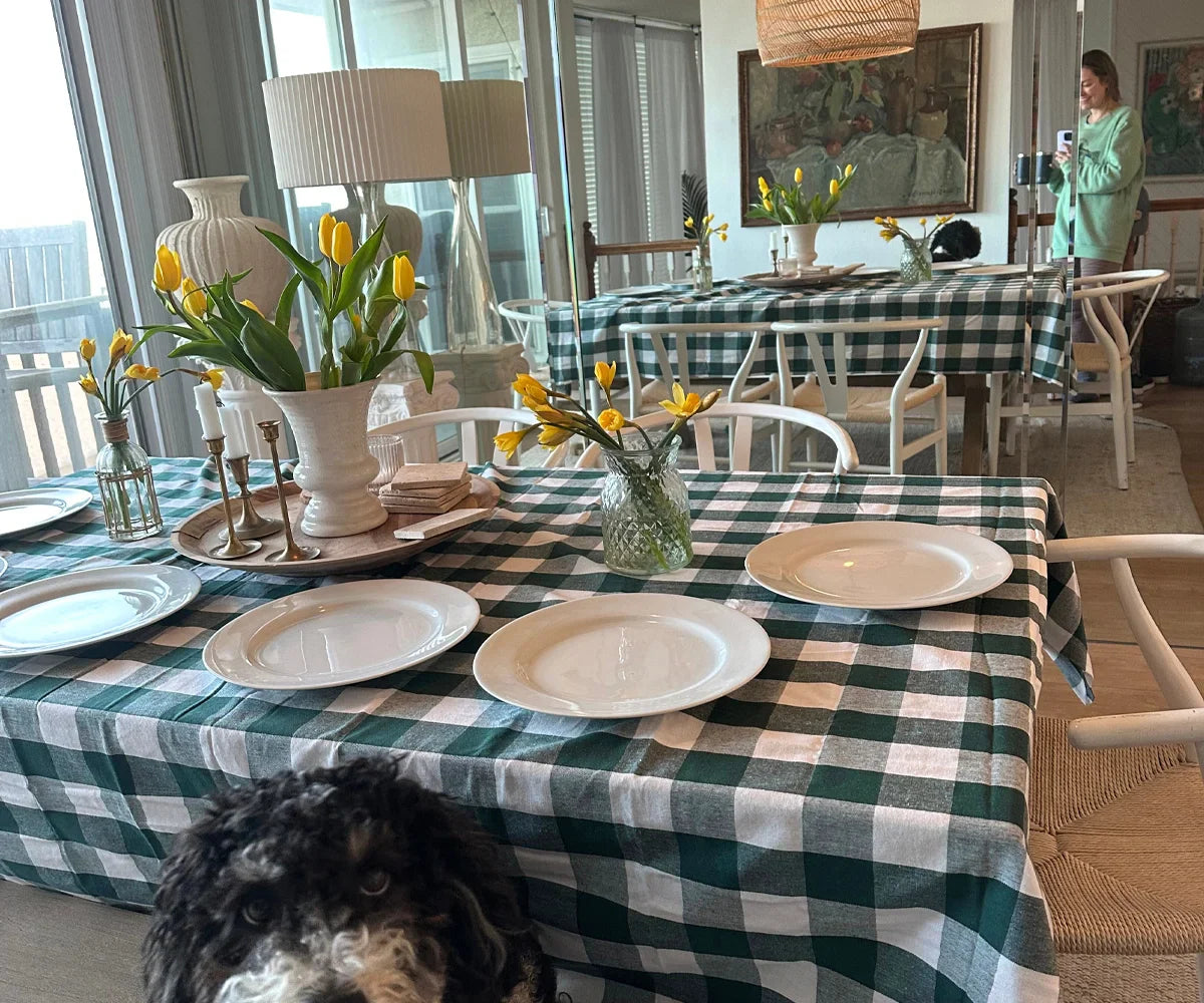 Green Checkered Tablecloth - Cloth Tablecloths