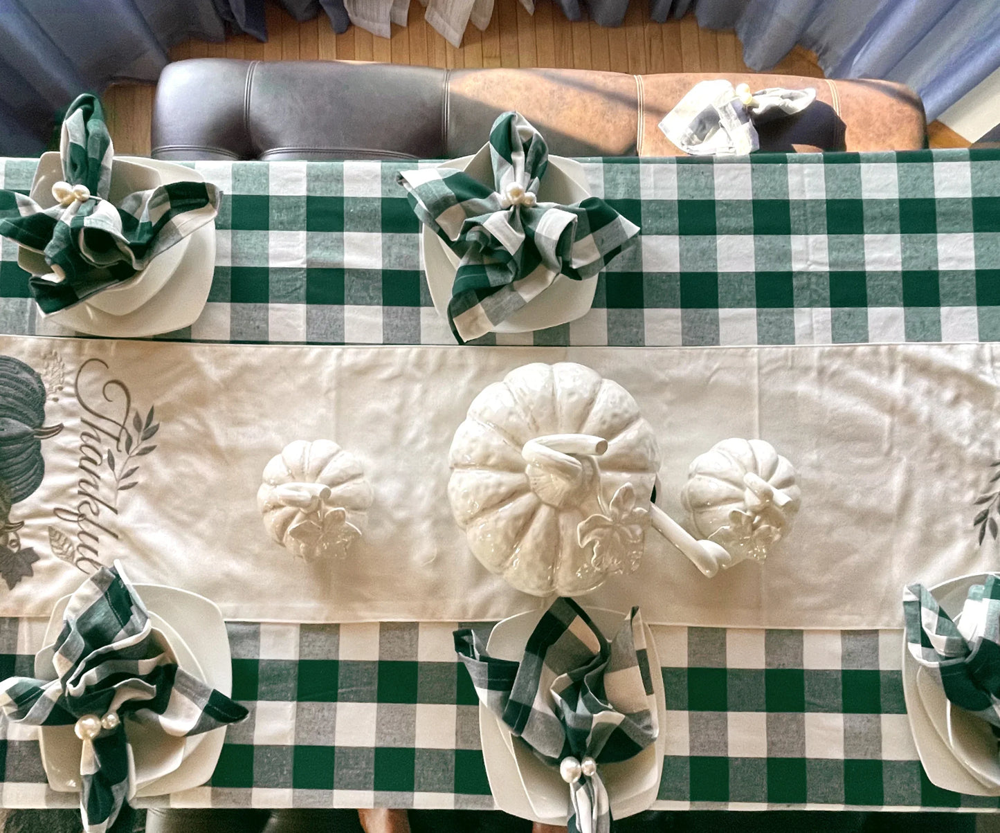 Green Checkered Tablecloth - Cloth Tablecloths