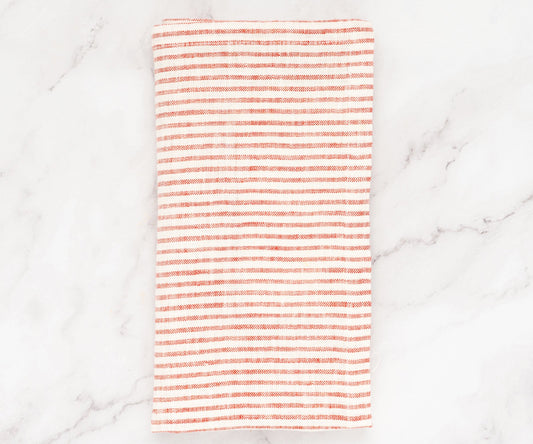 Red Linen Striped Napkins