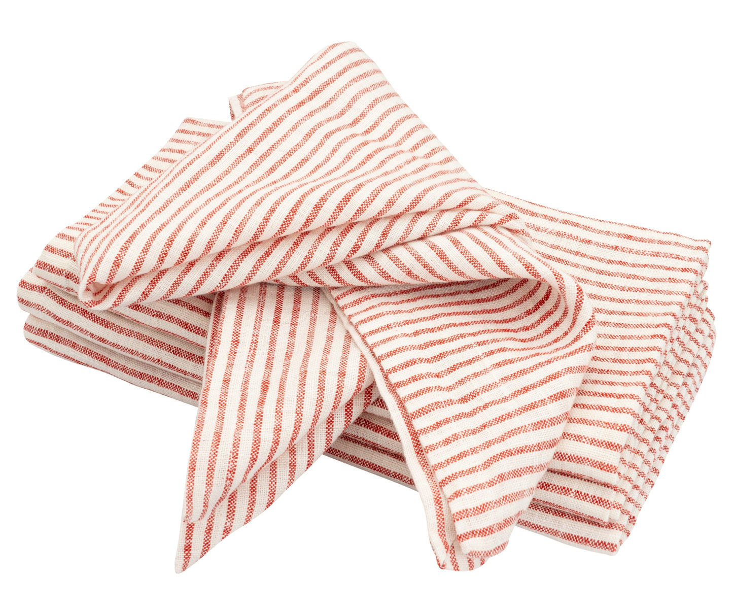 Red Linen Striped Napkins