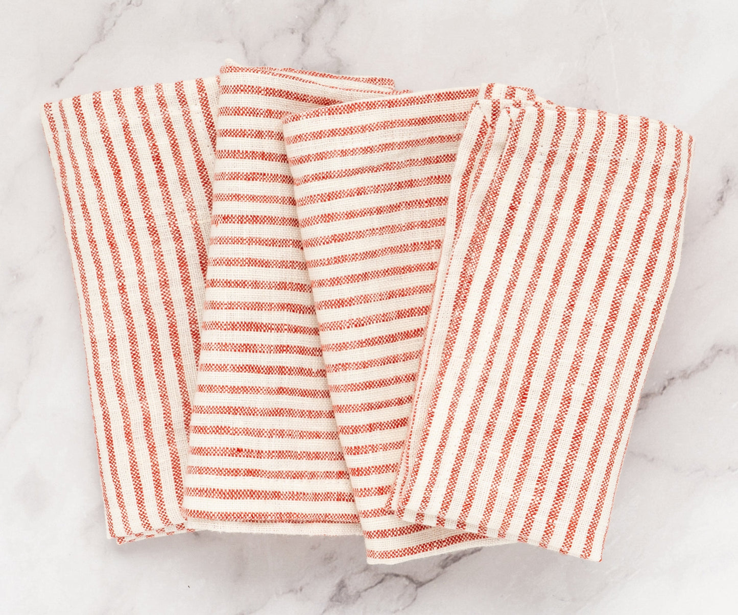 Red Linen Striped Napkins
