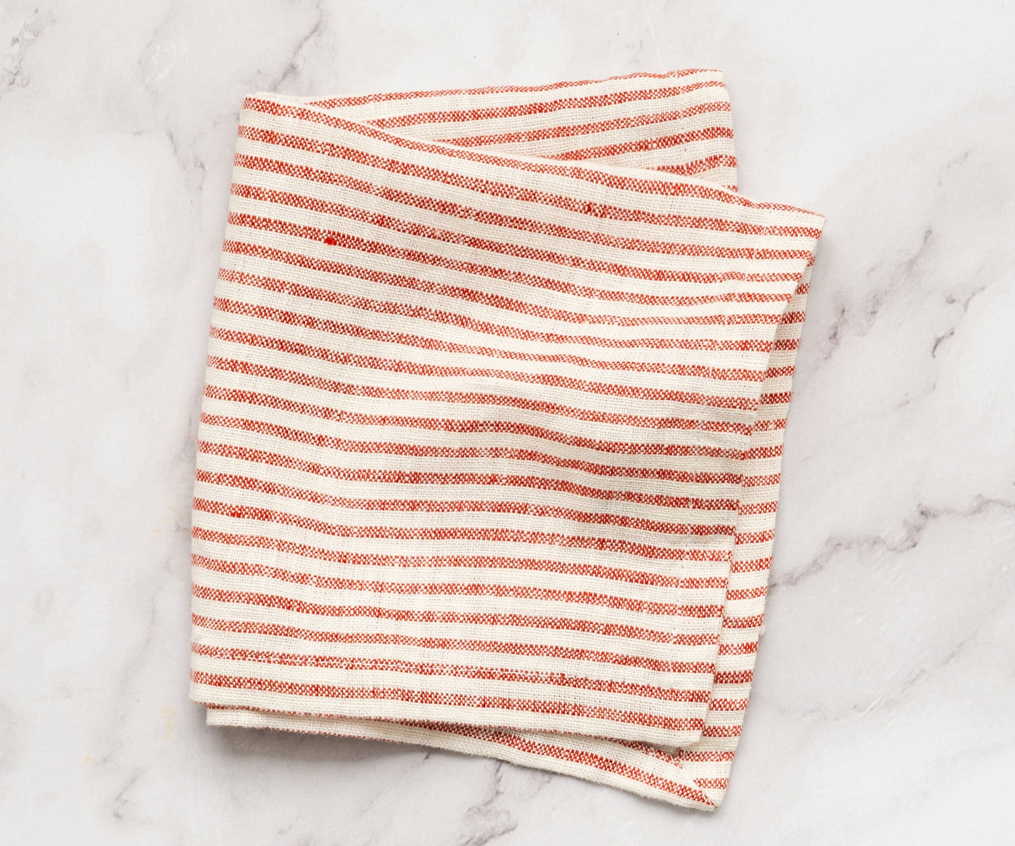 Red Linen Striped Napkins
