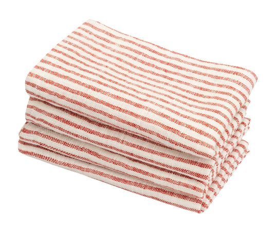 Red Linen Striped Napkins