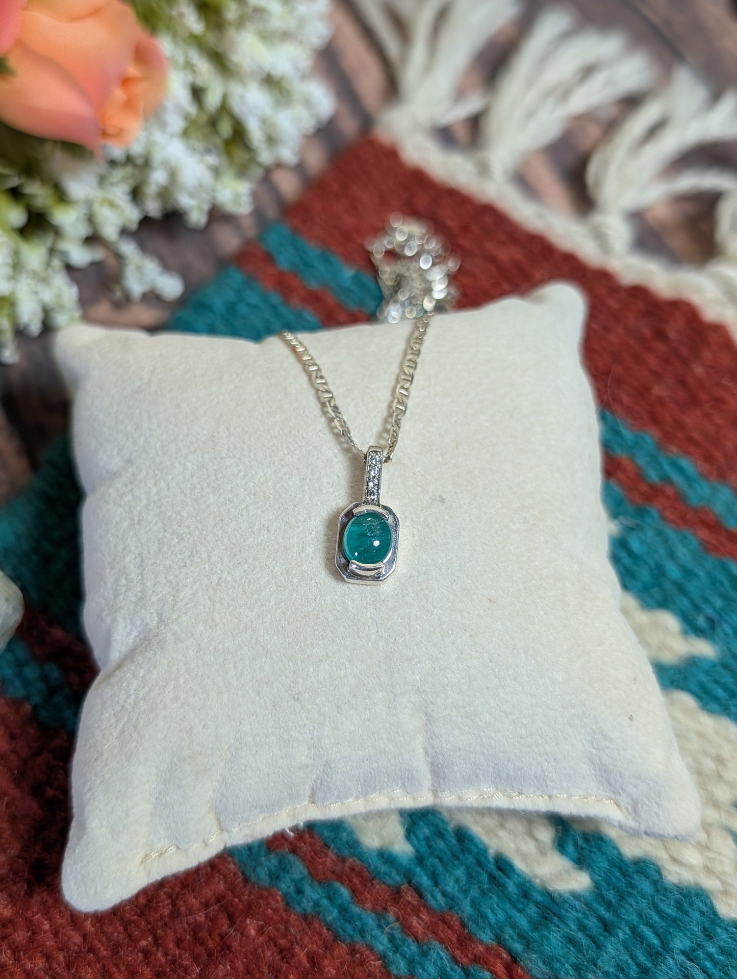 Emerald Necklace Set in Sterling Silver 1ct set 5A