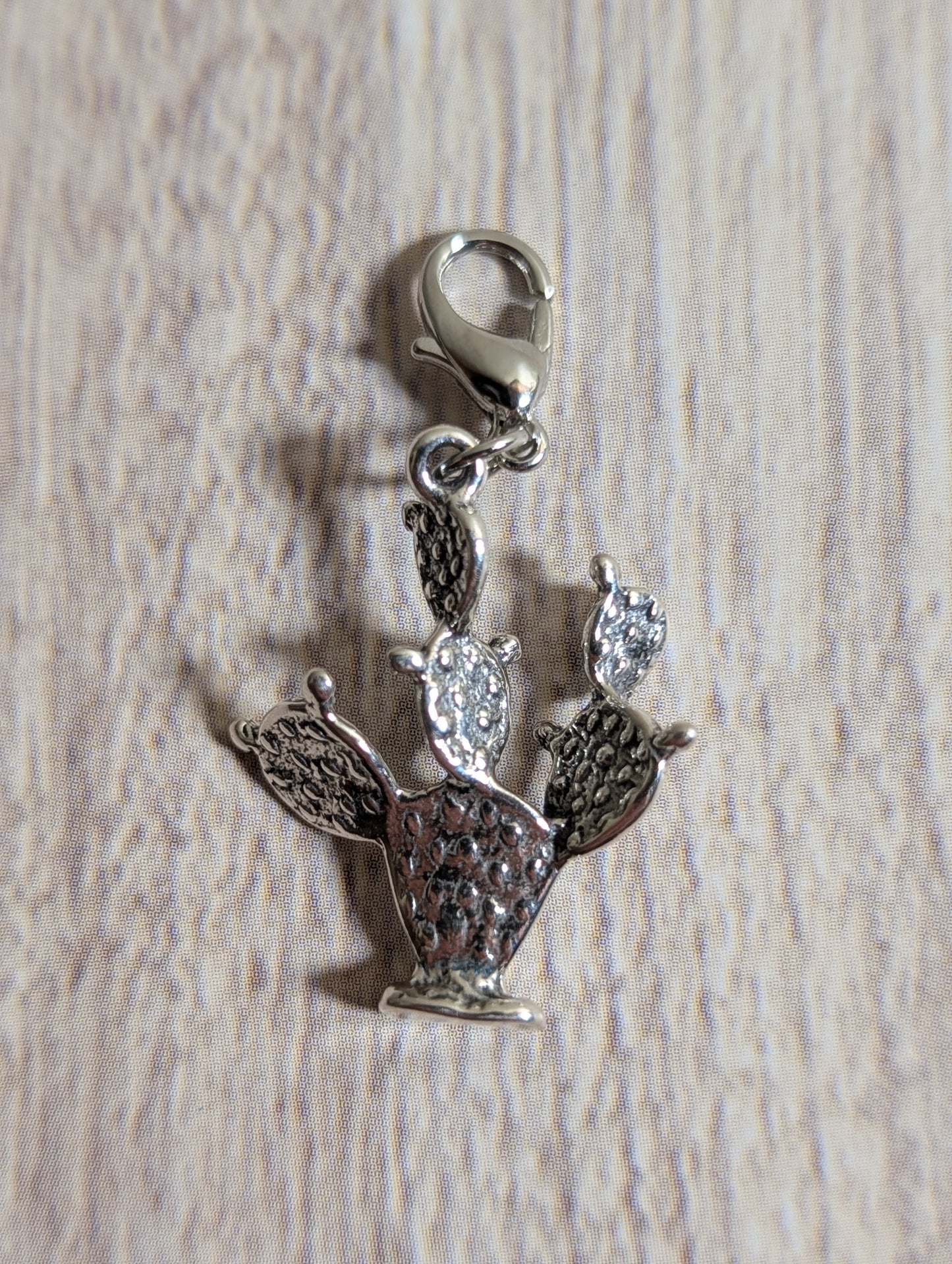 Handcrafted Large Prickly Pear Cactus Charm Sterling Silver Western Style
