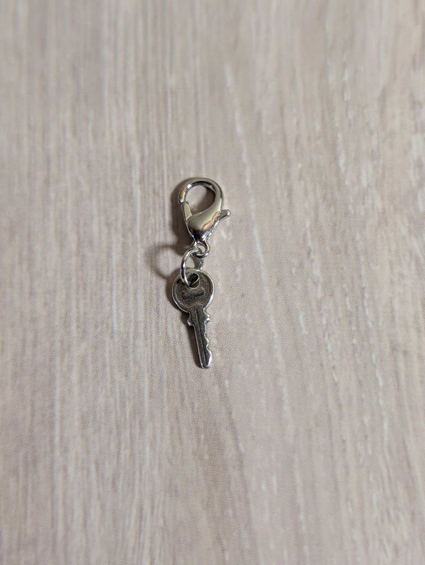 Handcrafted Small Key Charm Sterling Silver