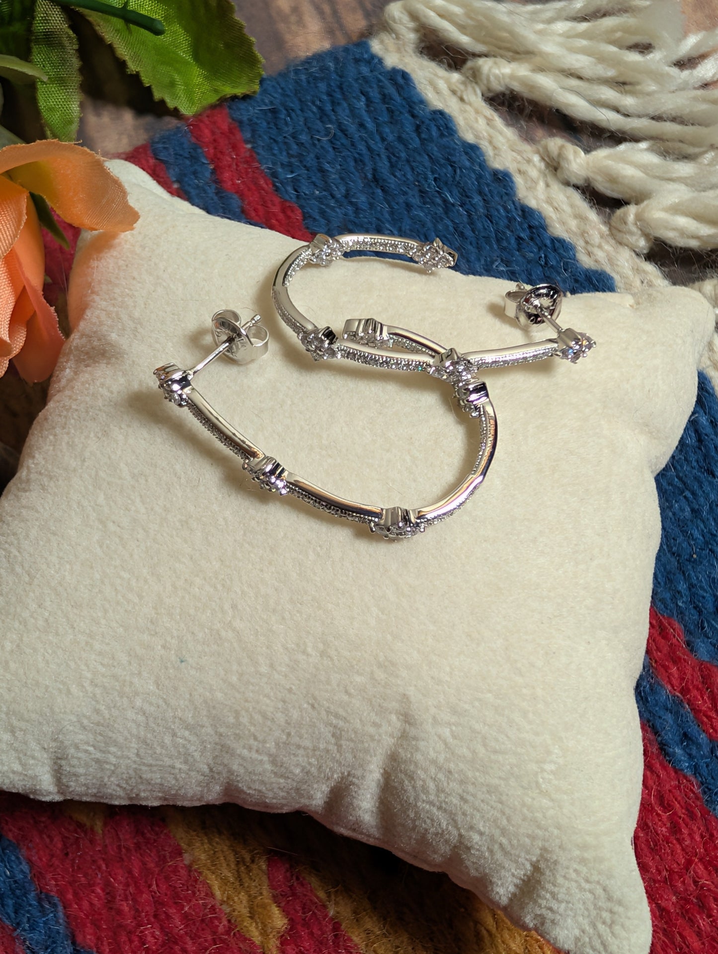 Half-Hoop CZ Sterling Silver Earrings