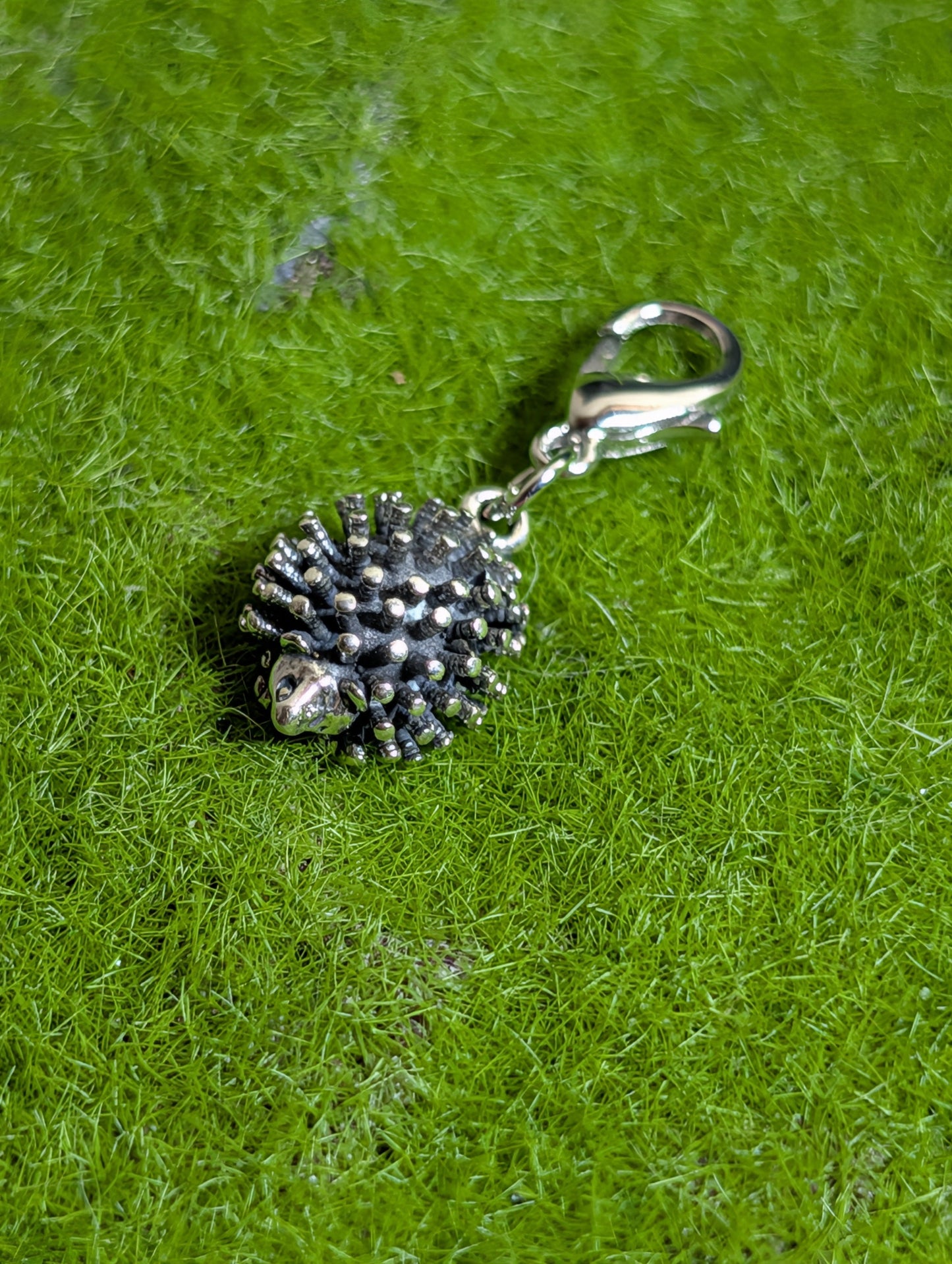 Handcrafted Small Hedgehog Charm Sterling Silver