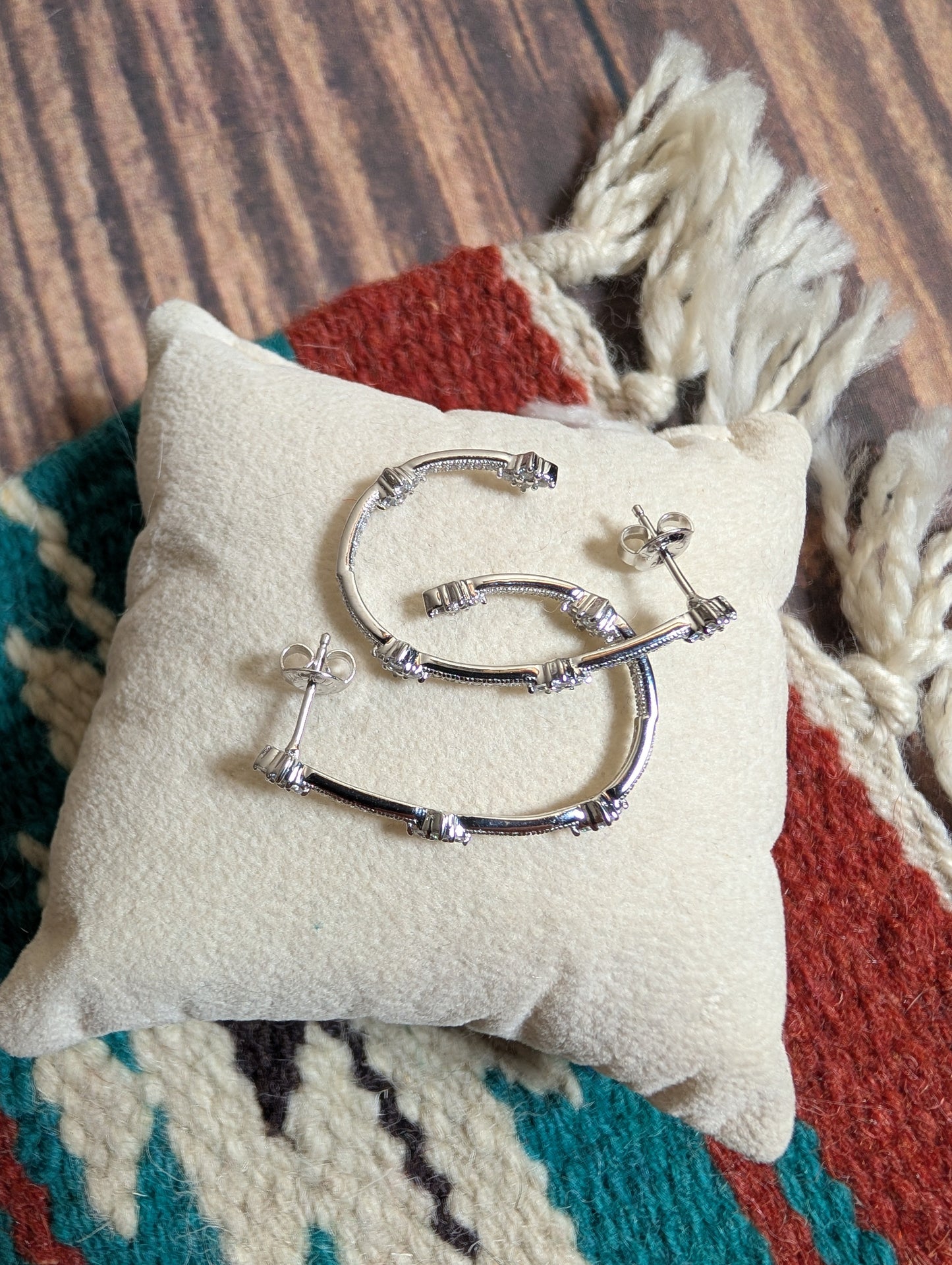 Half-Hoop CZ Sterling Silver Earrings
