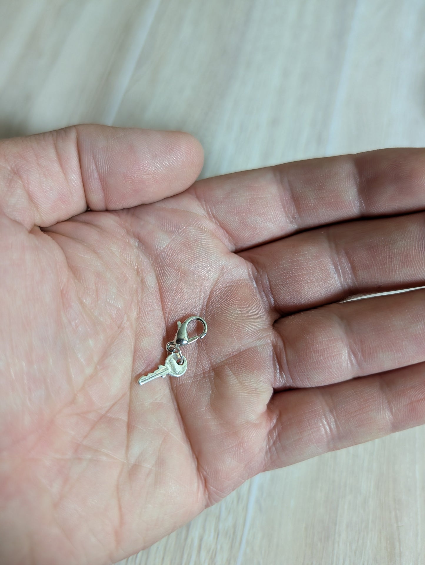 Handcrafted Small Key Charm Sterling Silver