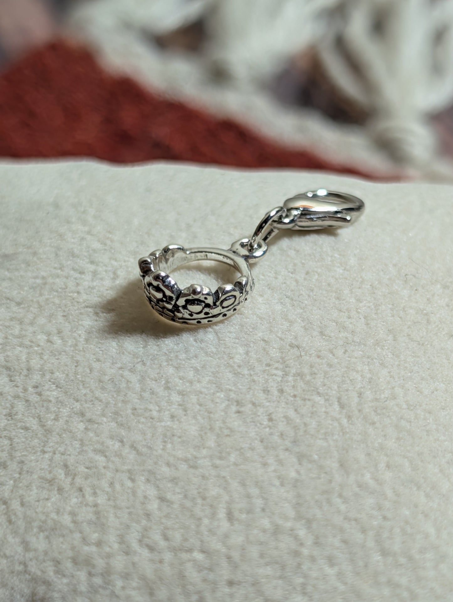 Handcrafted Small Princess Crown Charm Sterling Silver Variant 1