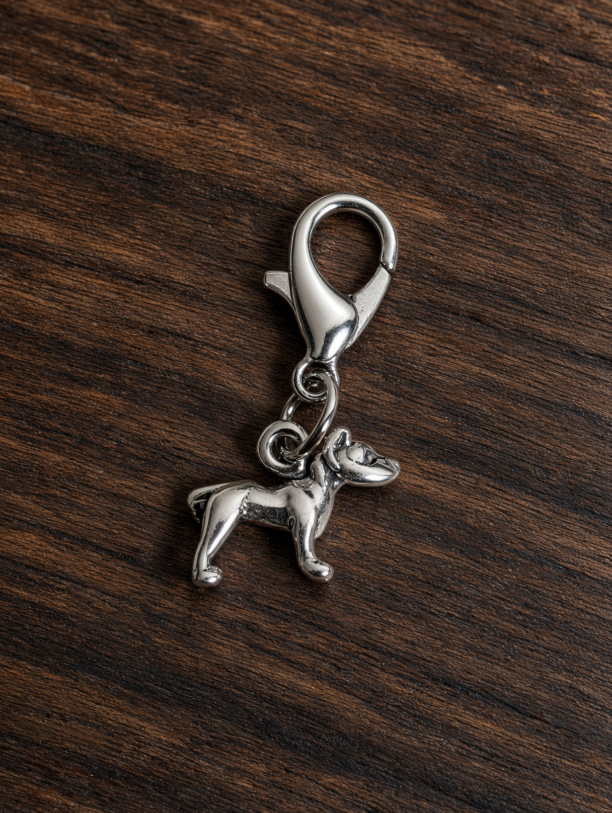 Handcrafted Mini Pitbull Dog Charm Sterling Silver