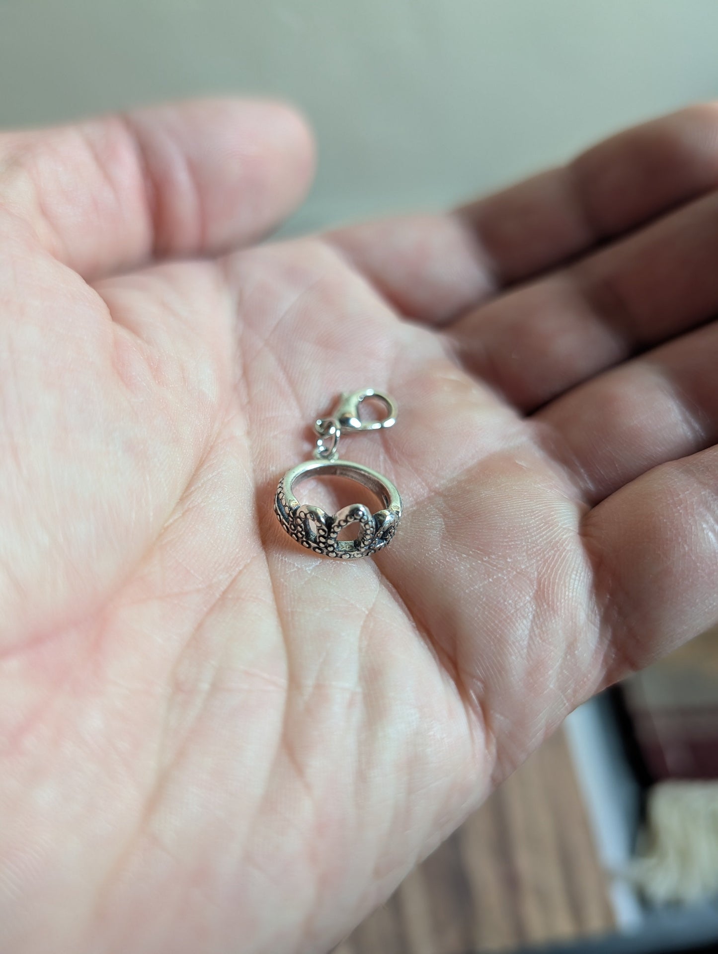 Handcrafted Small Princess Crown Charm Sterling Silver Variant 2