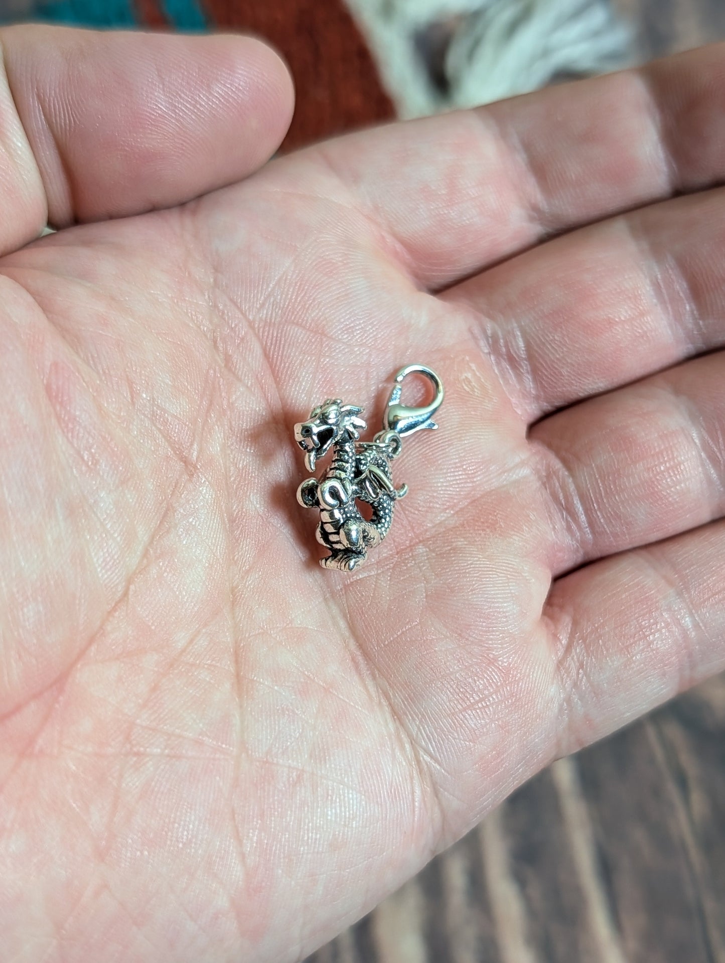 Handcrafted Dragon Charm Sterling Silver