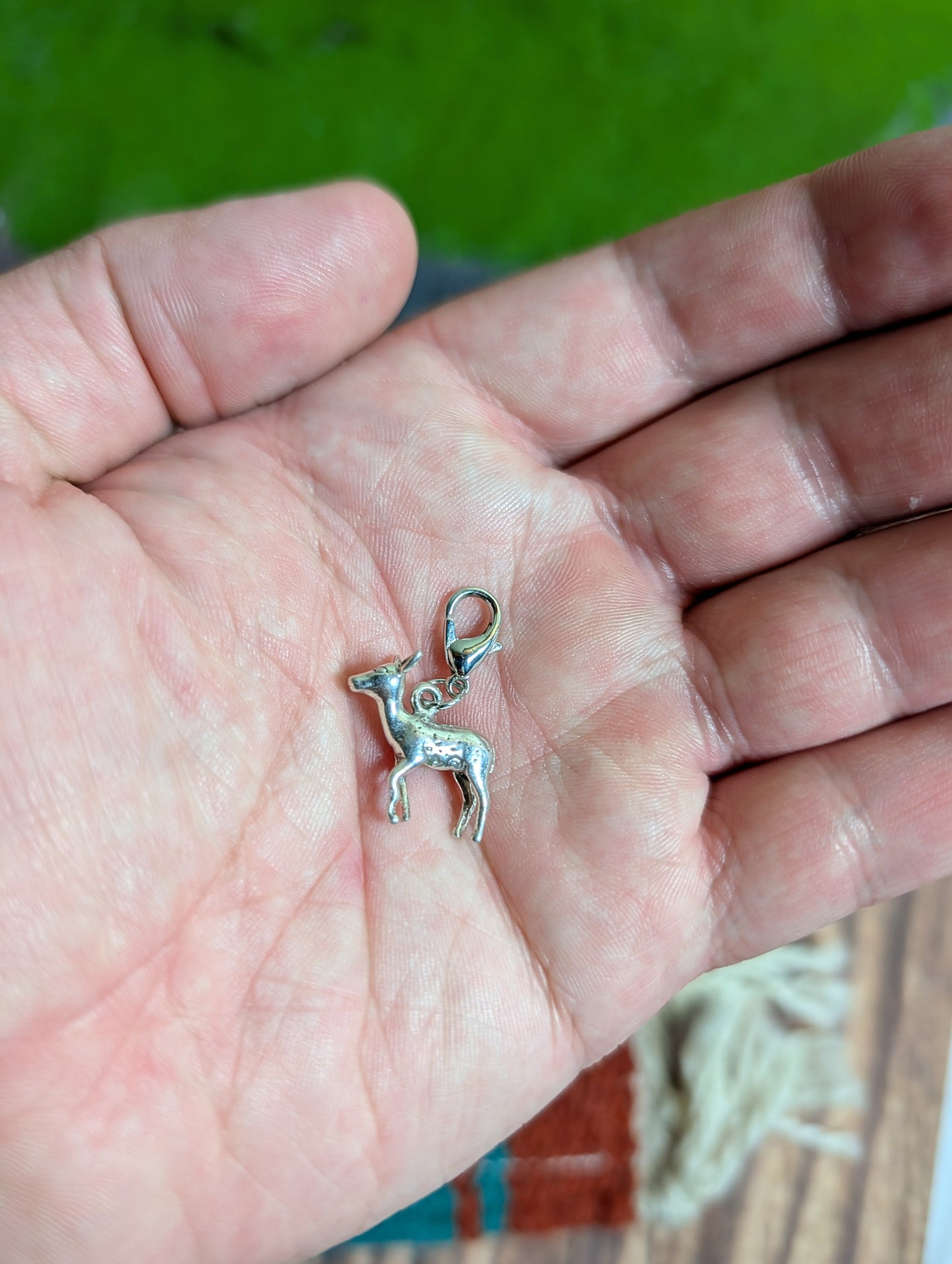 Handcrafted Fawn Deer Charm Sterling Silver