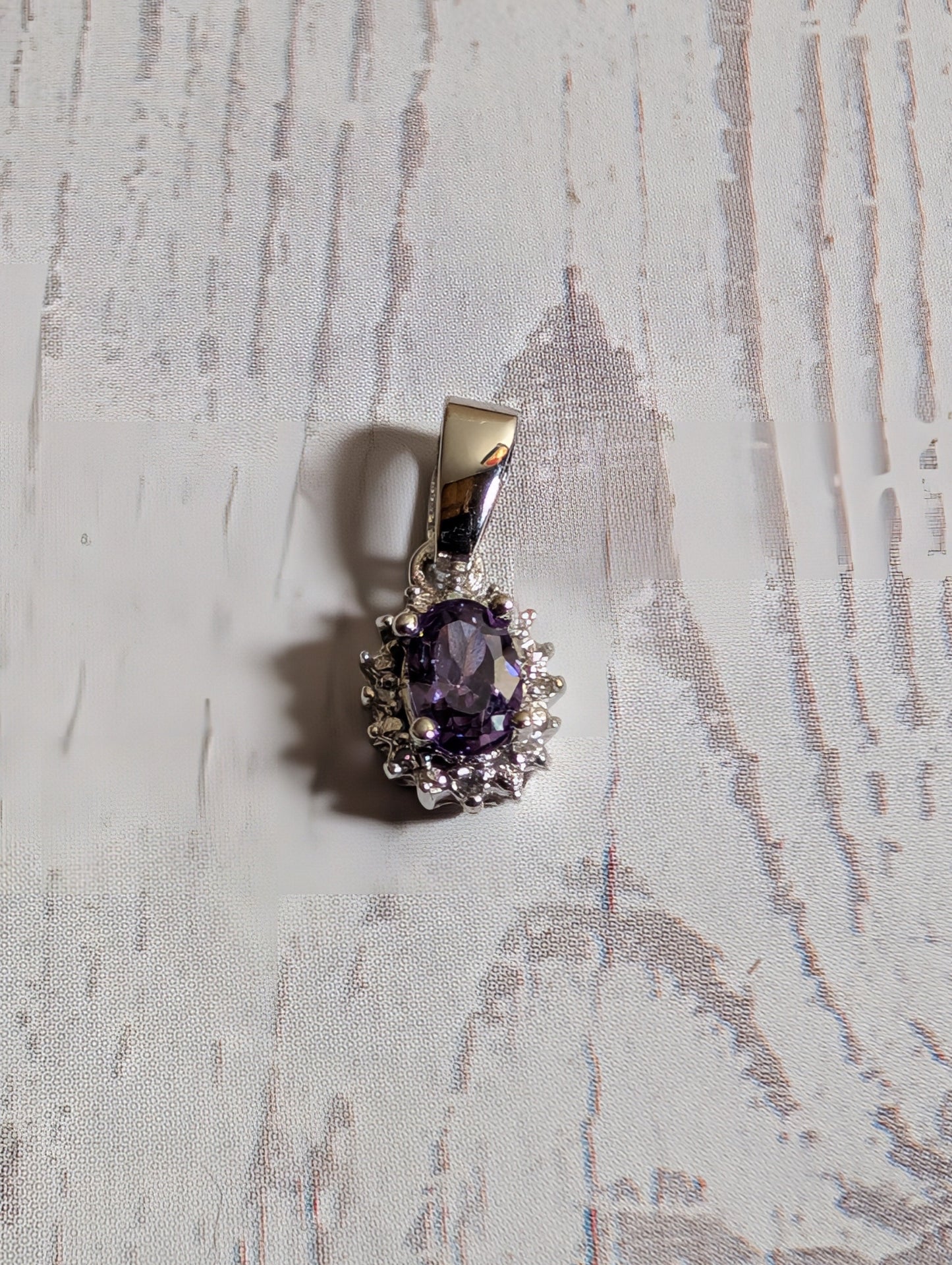 Amethyst Gemstone CZ Sterling Silver Pendant & Earrings Jewelry Set
