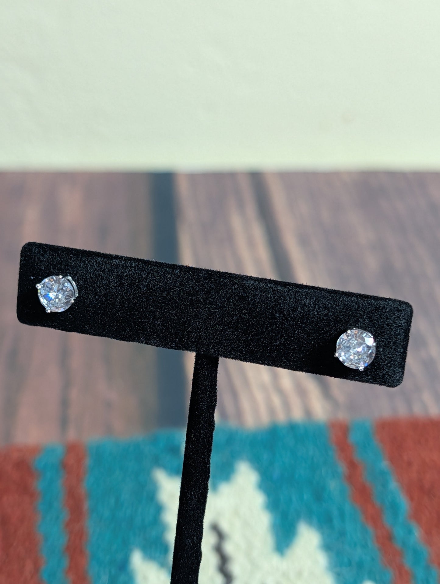 CZ Earrings White GemStone Sterling Silver In Three Sizes