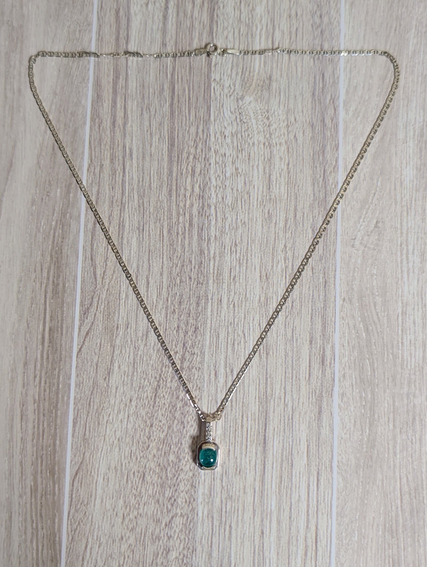 Emerald Necklace Set in Sterling Silver 1ct set 5A
