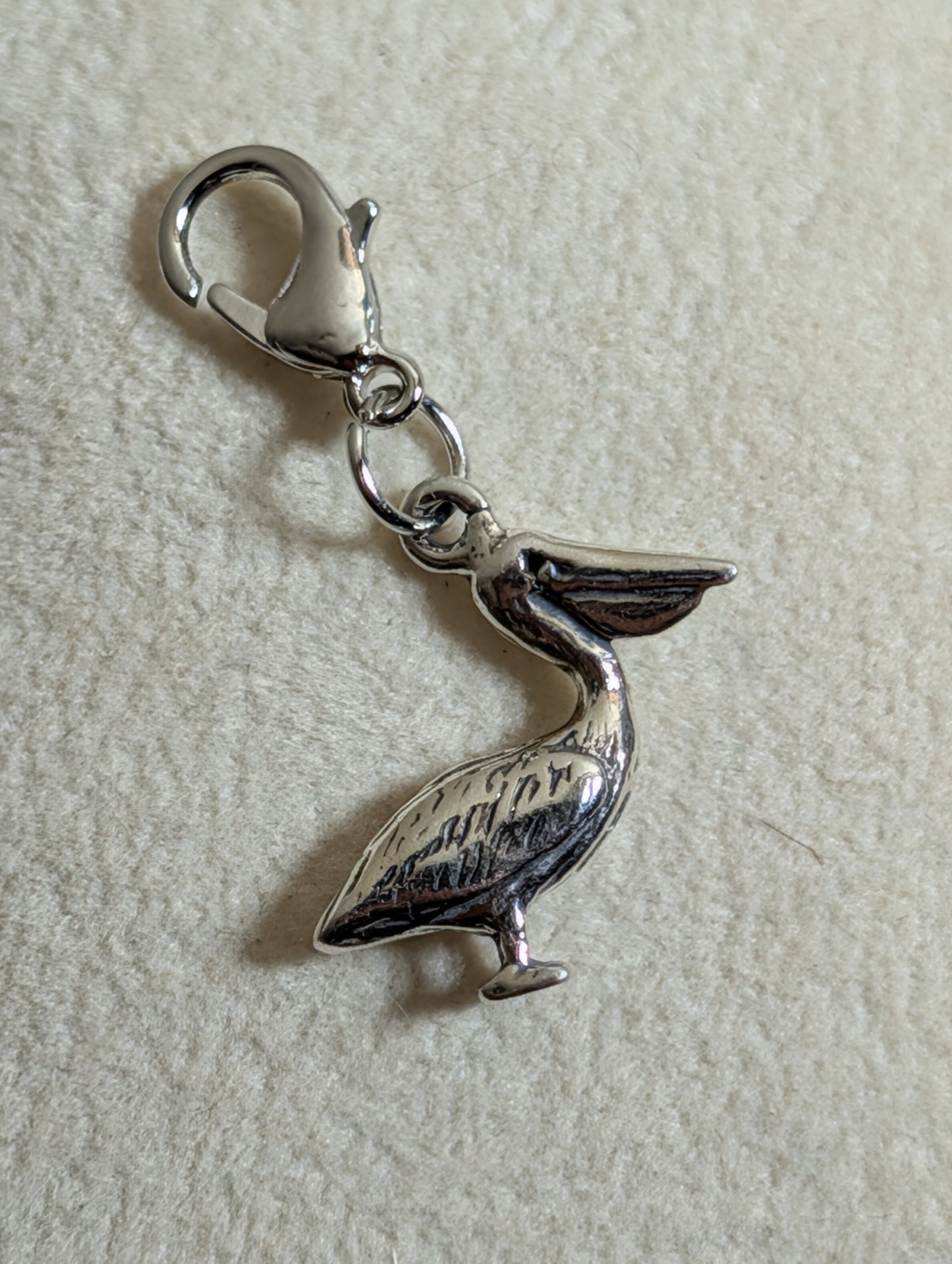 Handcrafted Pelican Bird Charm Sterling Silver