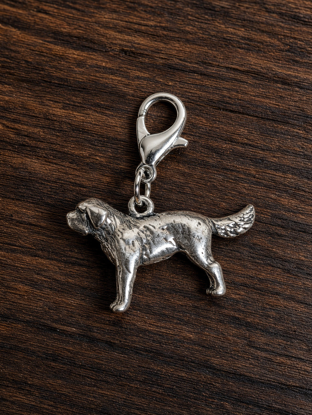Handcrafted St. Bernard Dog Charm Sterling Silver