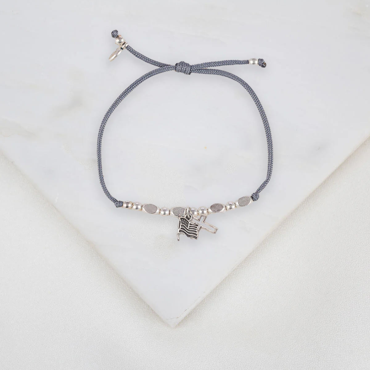 4th of July God Bless America Cross Bracelet (Gray)