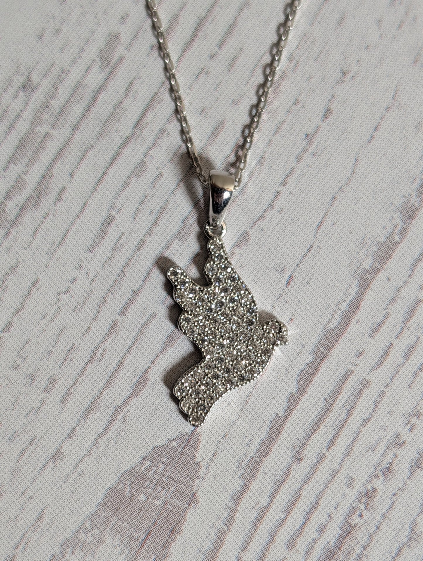 Dove Shaped Lovebird CZ Pendant On Sterling Silver Necklace