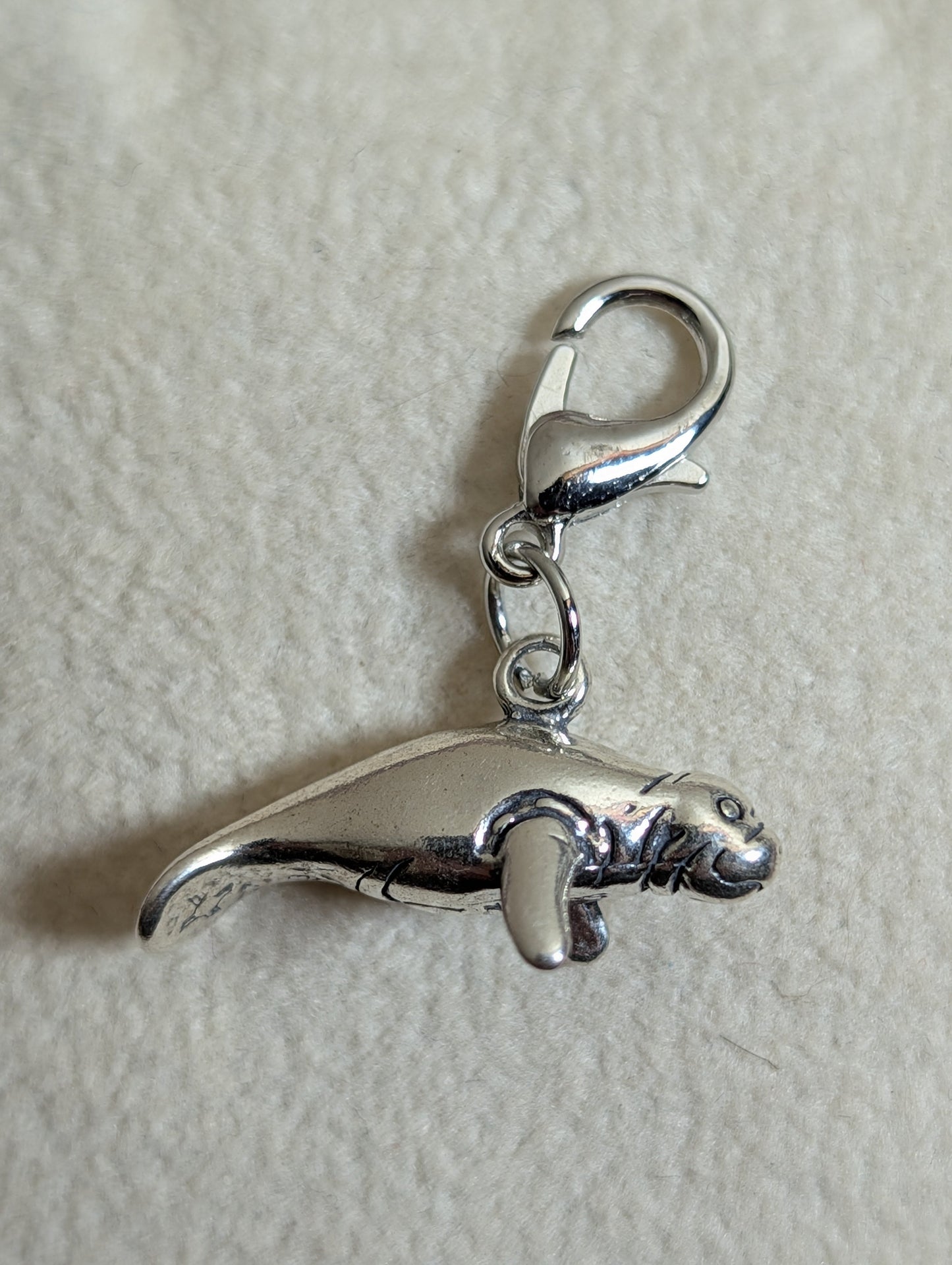 Handcrafted Manatee Animal Charm Sterling Silver