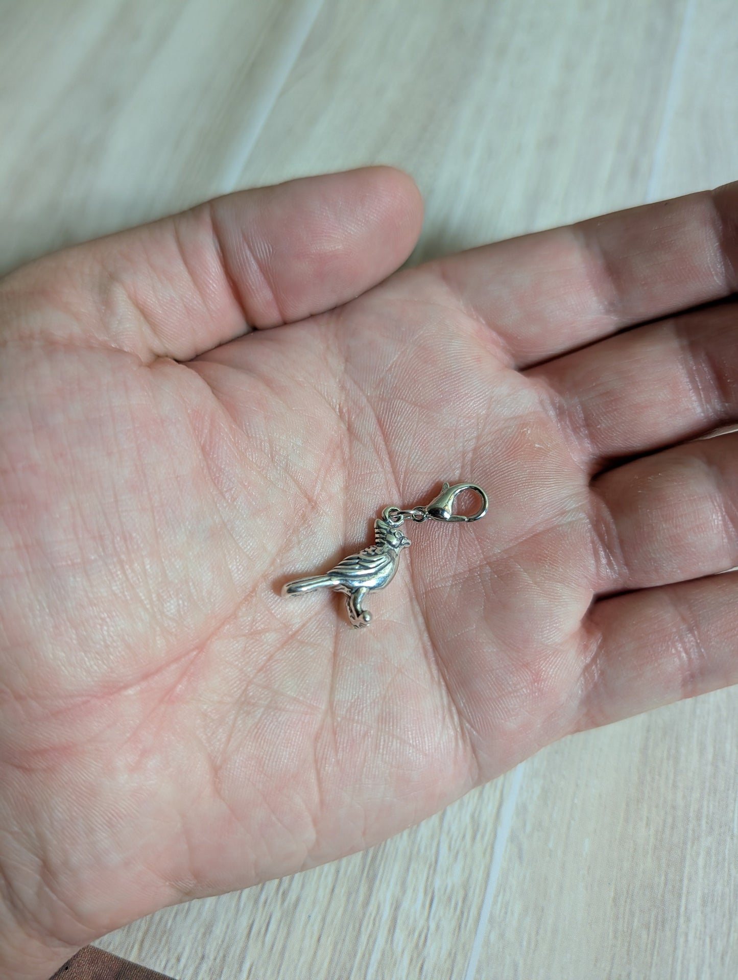 Handcrafted Red Cardinal Charm Sterling Silver With Red Enamel