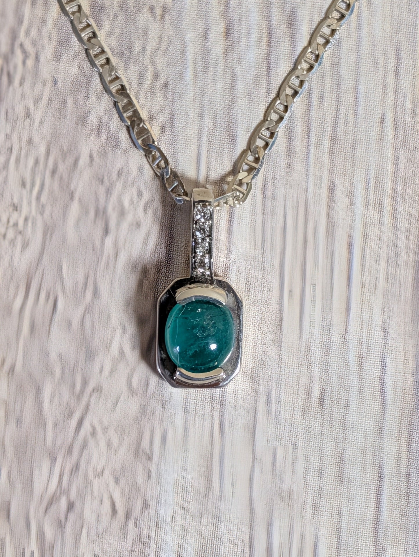 Emerald Necklace Set in Sterling Silver 1ct set 5A