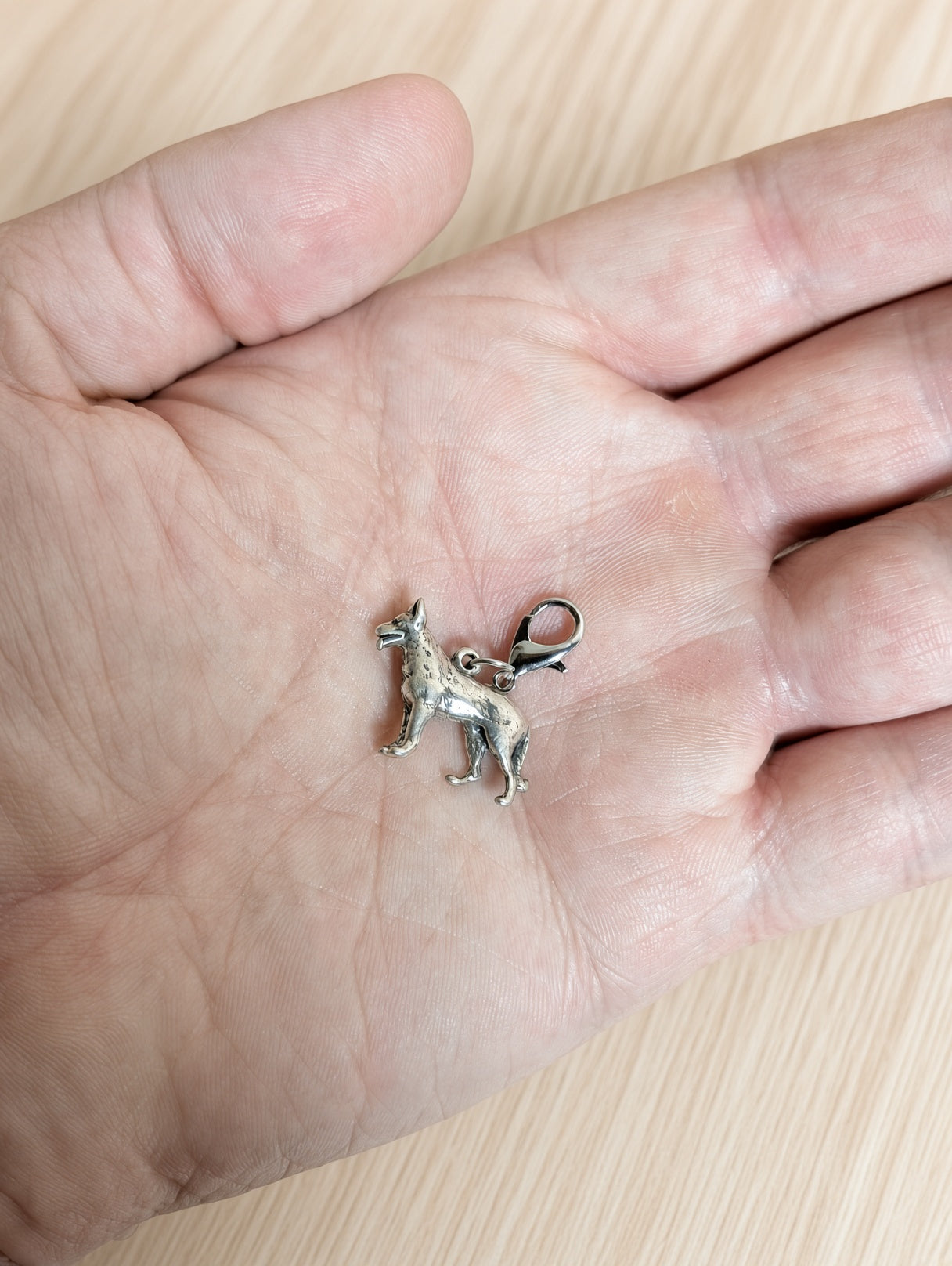 Handcrafted German Shepherd Dog Charm Sterling Silver Variant 3