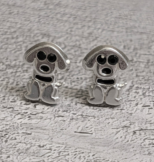 Dog Sterling Silver Stud Earrings