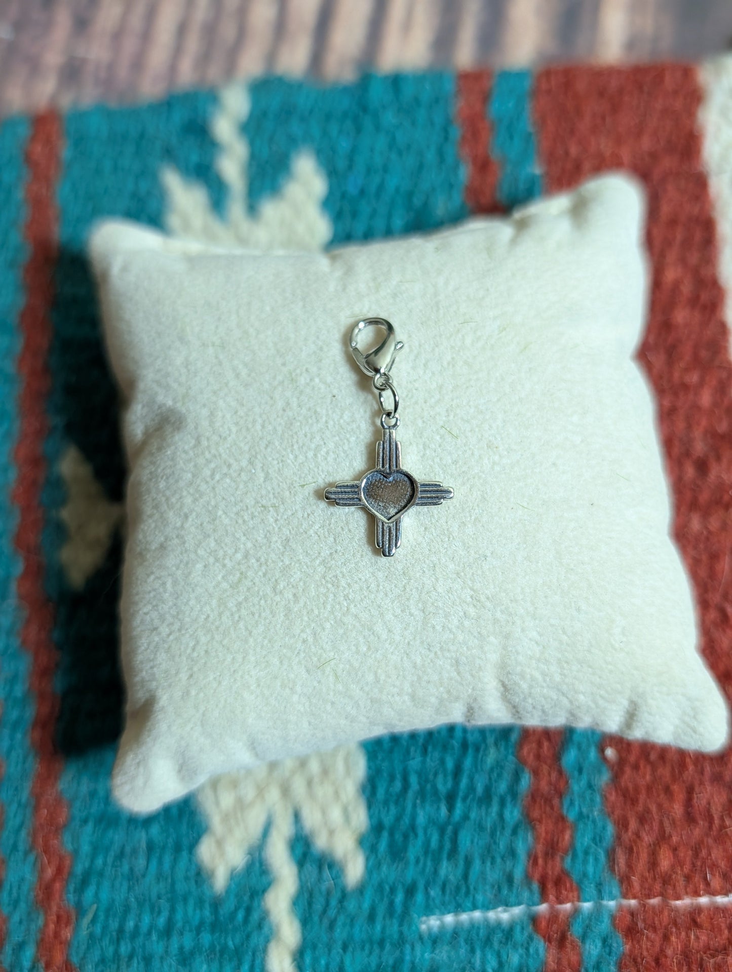Handcrafted Small Zia Heart Charm Sterling Silver