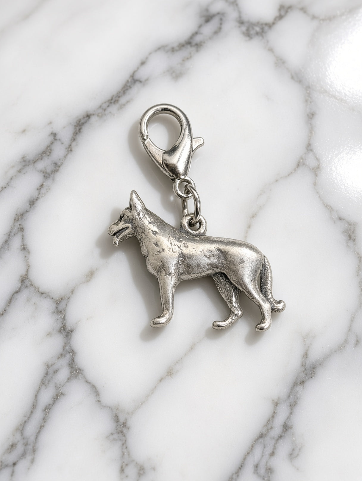 Handcrafted German Shepherd Dog Charm Sterling Silver Variant 3