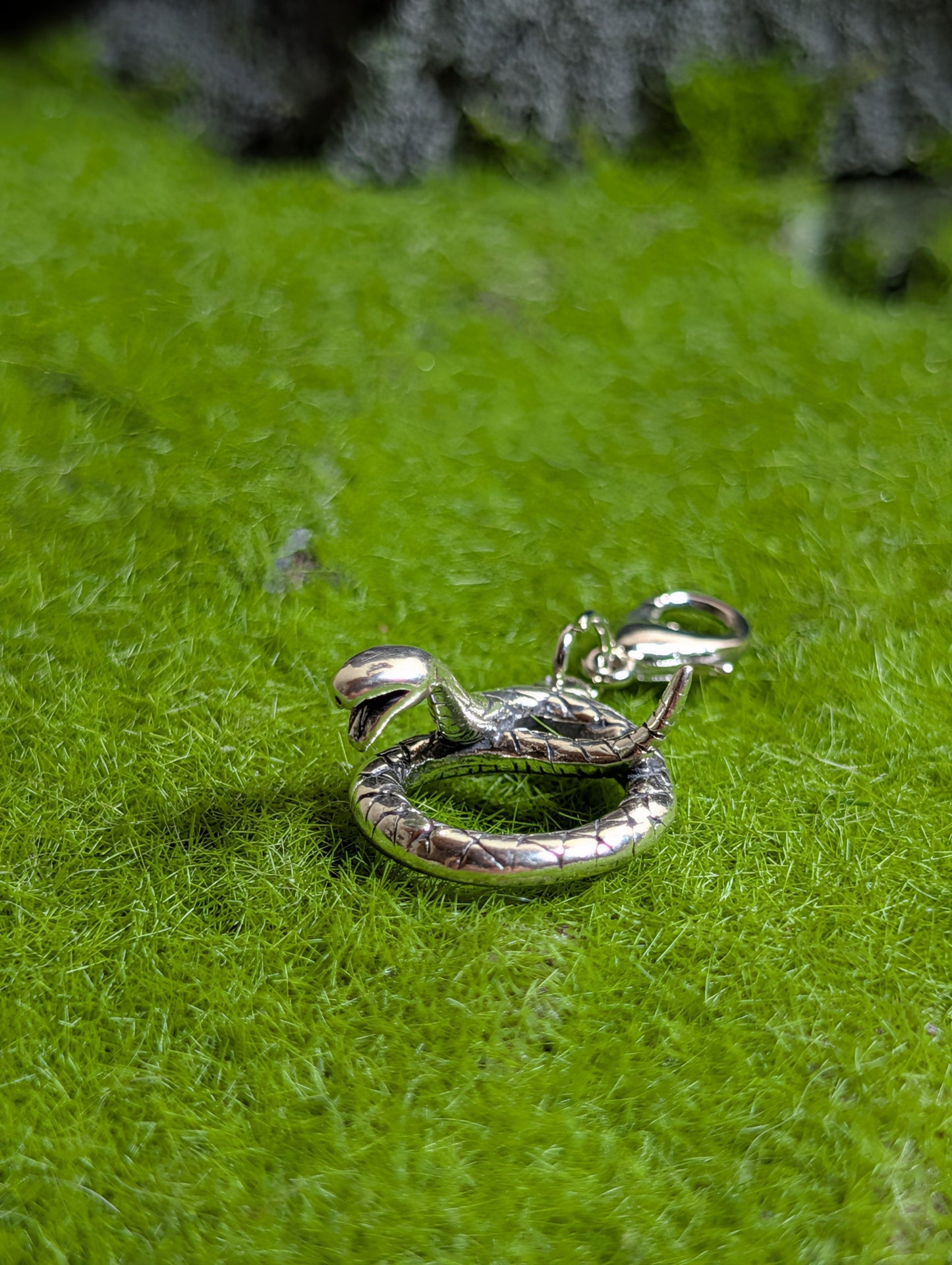 Handcrafted Coiled Snake Charm Sterling Silver