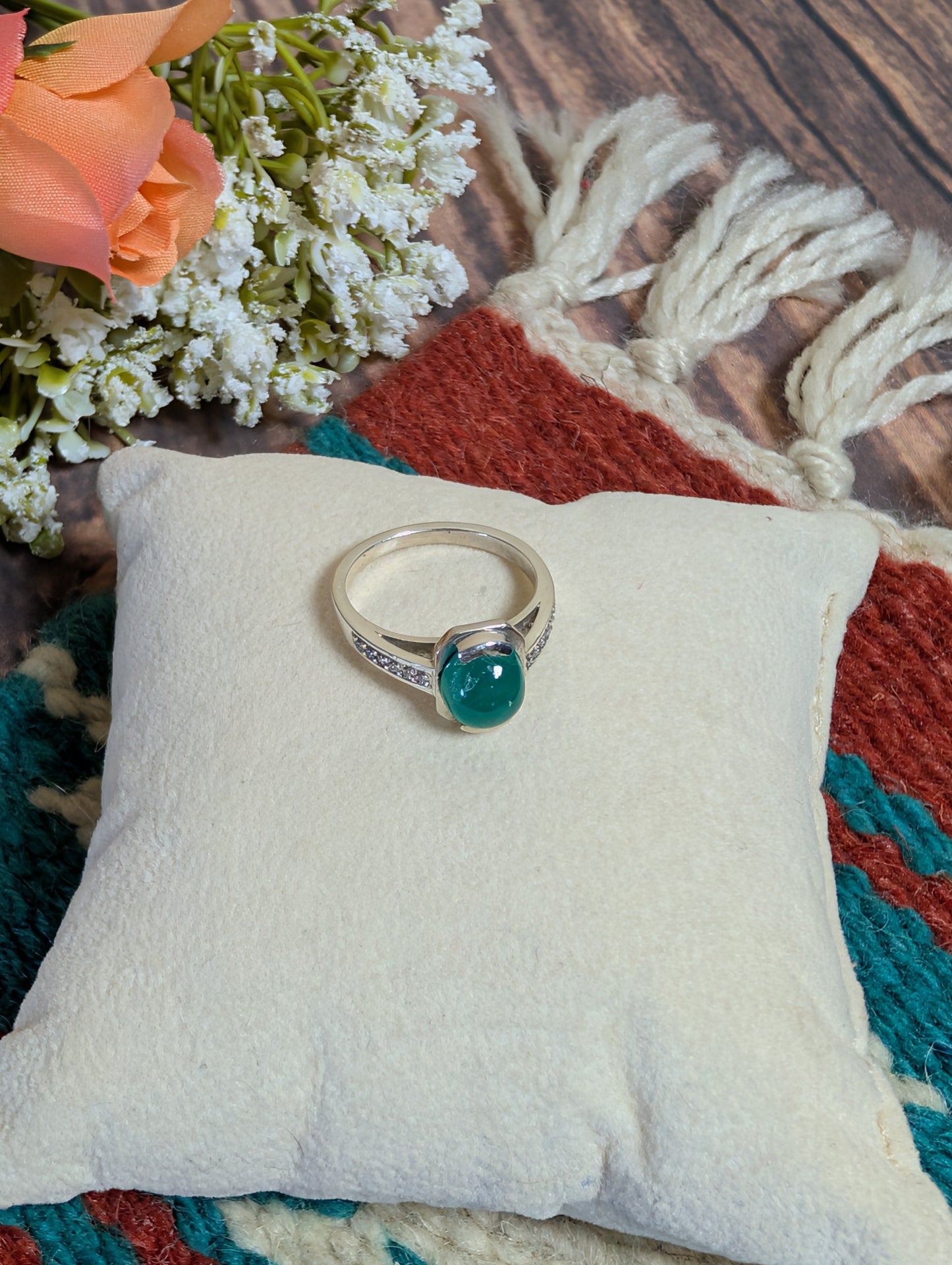 Emerald Ring Set in Sterling Silver  2ct set 7C Size 7.25