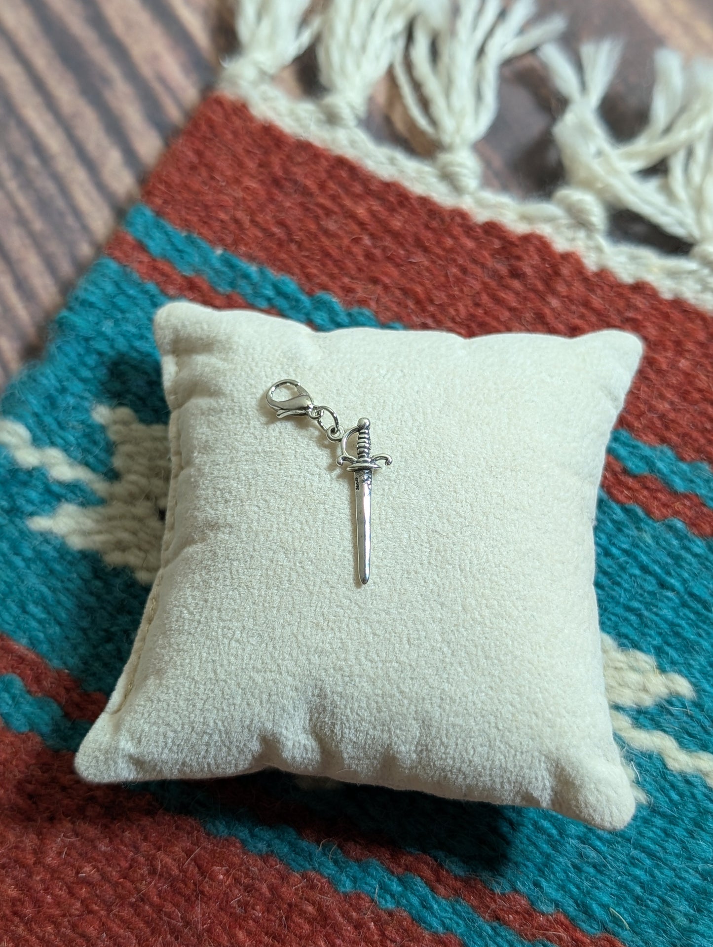 Handcrafted Ornate Sword Charm Sterling Silver