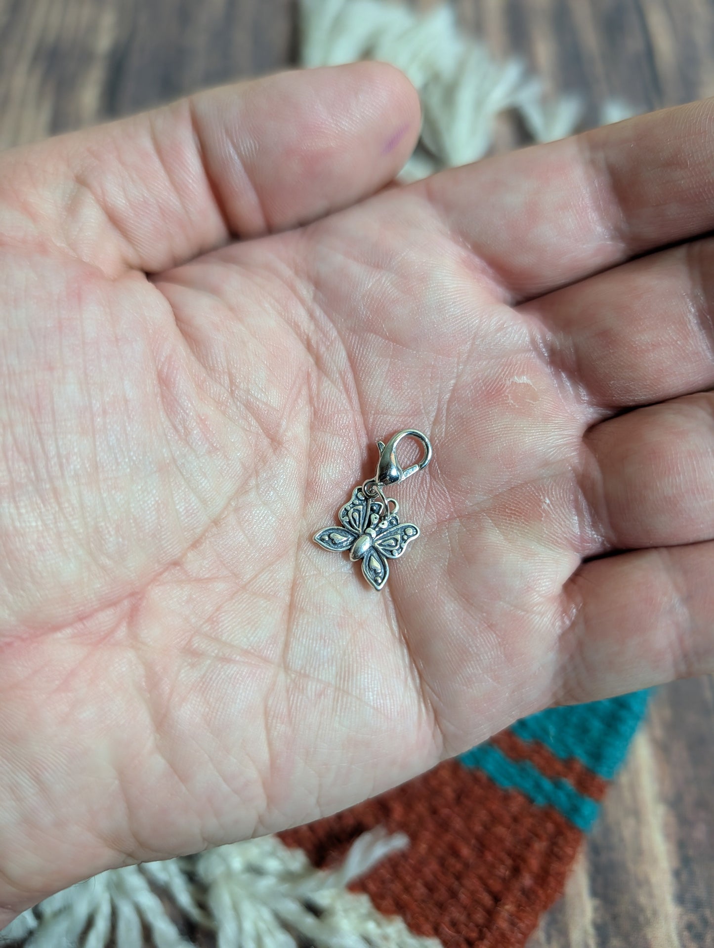 Handcrafted Small Butterfly Charm Sterling Silver Variant 1